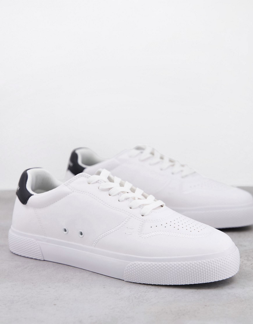 Bershka sneakers with contrast heel tab in white