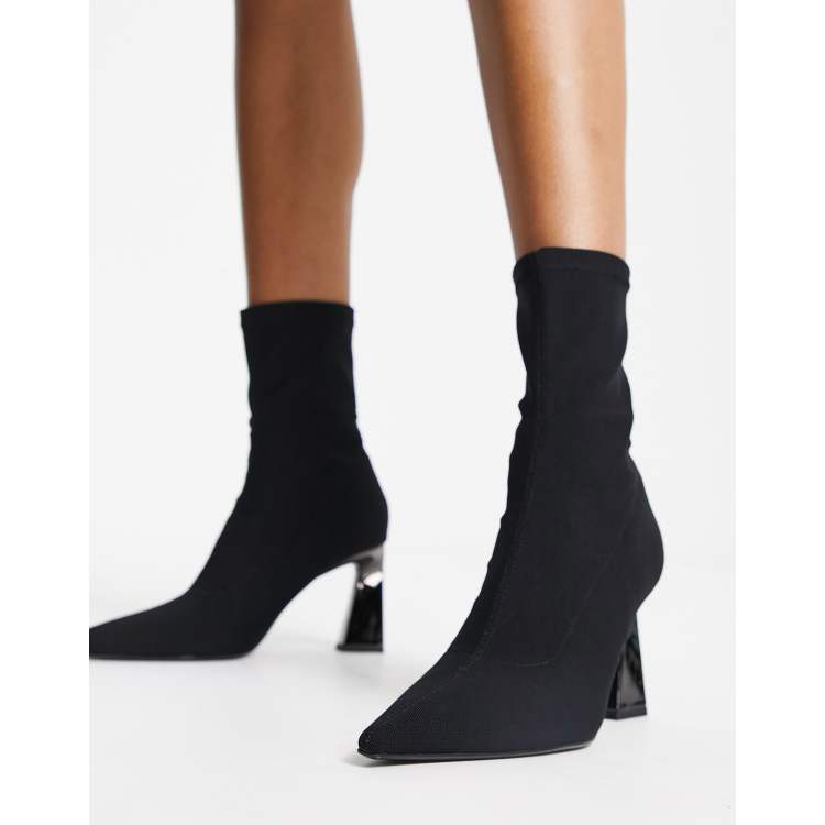 Black high heel outlet lycra sock boots