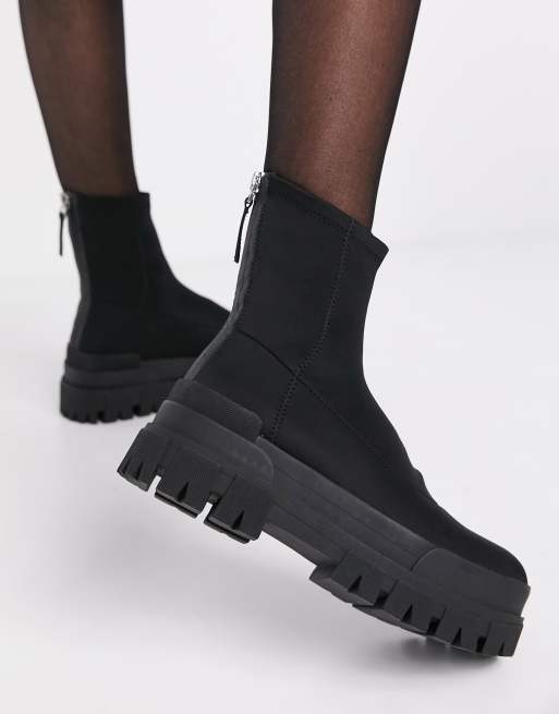 Bershka - Sock boots met dikke zool in zwart