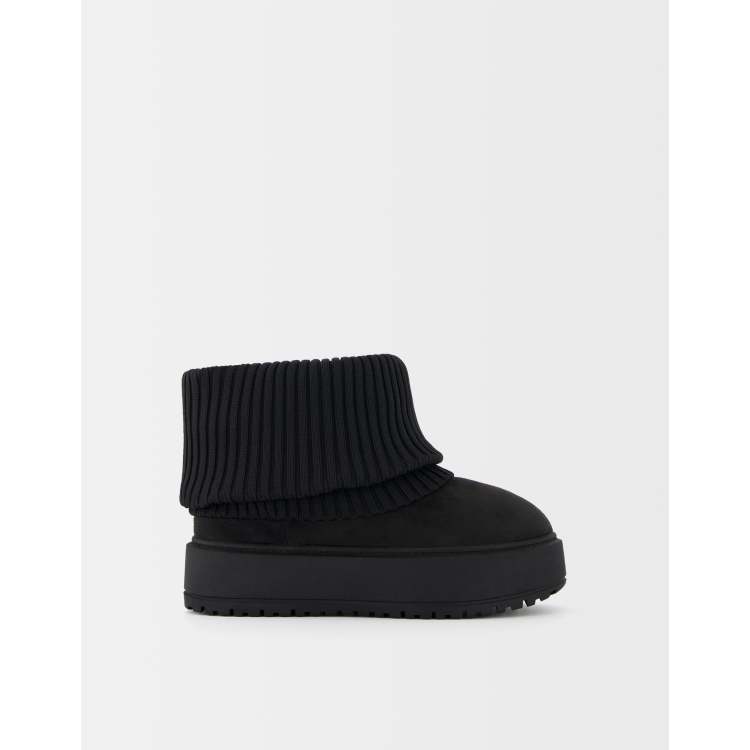 Bershka sock style platform ankle boots in black ASOS