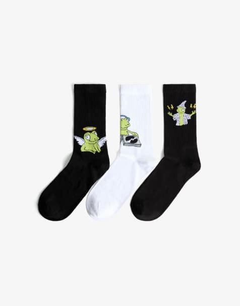 Bershka – Socken in Weiß mit Print - view 1