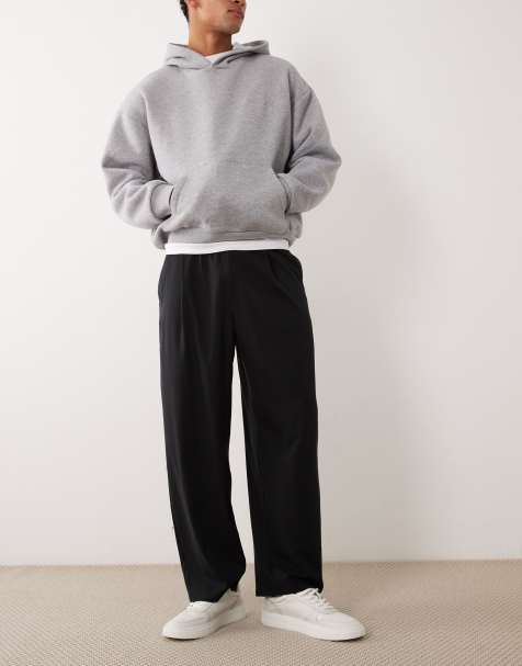 Bershka - Soepelvallende super baggy broek met figuurnaden in zwart - view 1