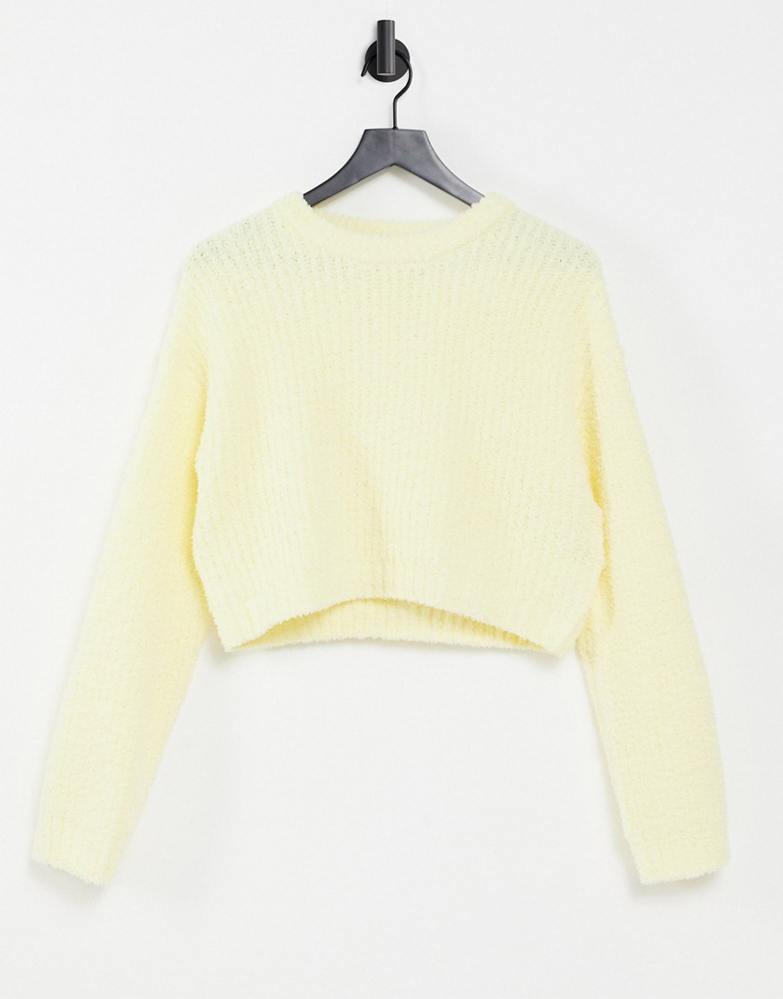 Bershka soft touch crew neck sweater in butter yellow