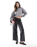 [Bershka] Bershka soft touch high neck top in light grey (part of a set) L GREY