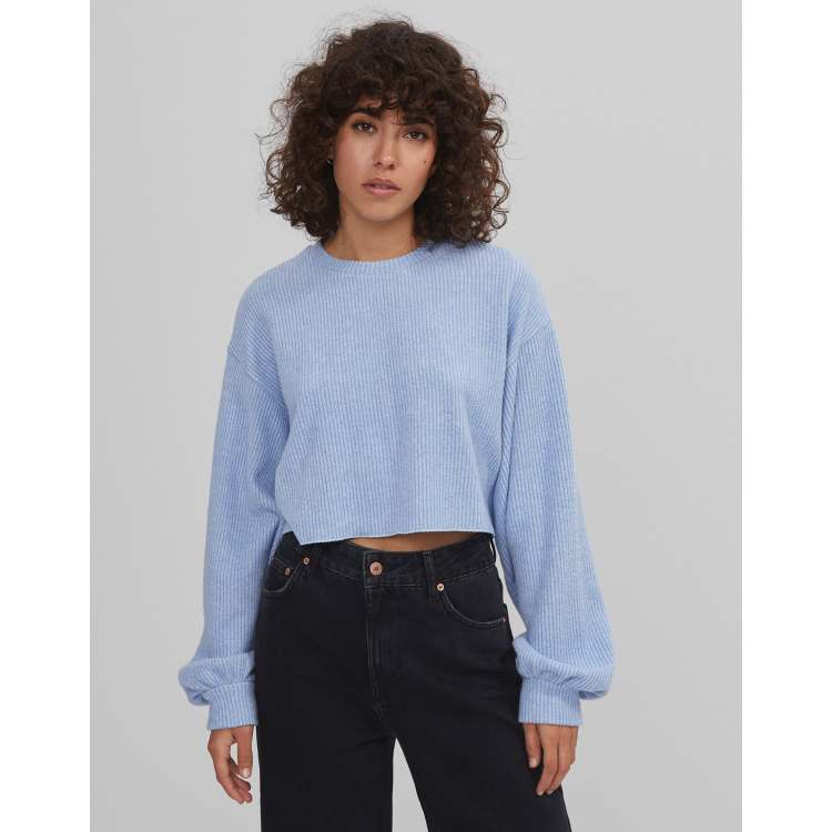 Light blue cropped jumper hotsell