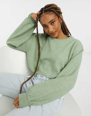 sage green cropped cardigan