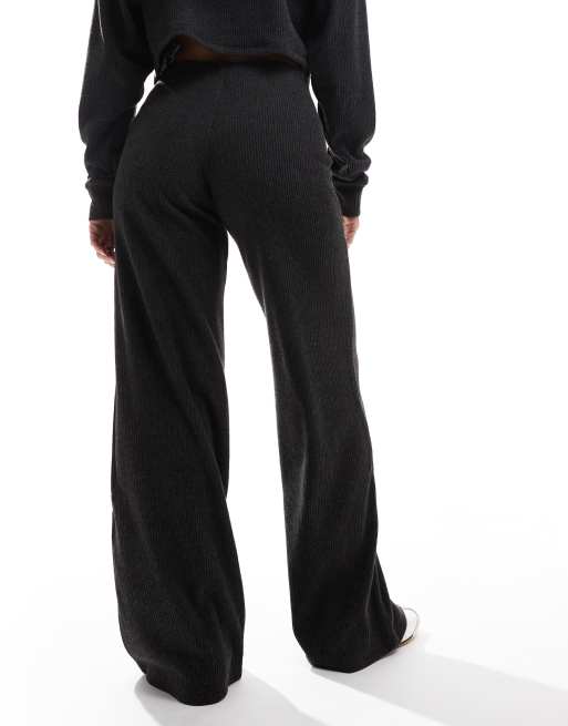 【Anyone more】Purea Charcoal Long Wide Pants Pure Cotton Wide Leg Trousers