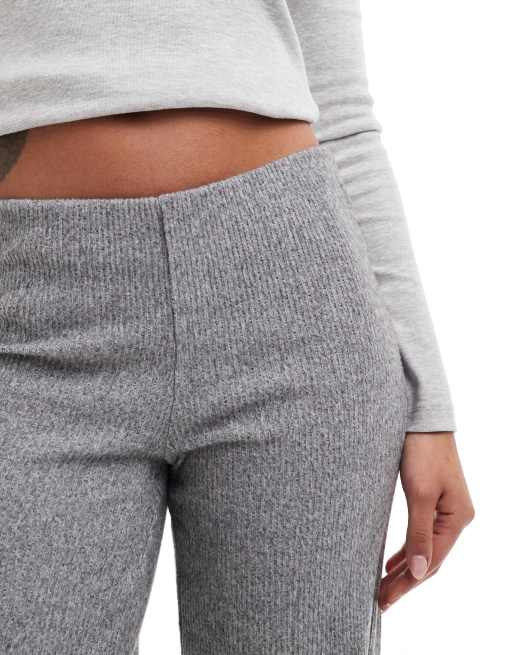 Bershka soft touch wide leg pants in light gray