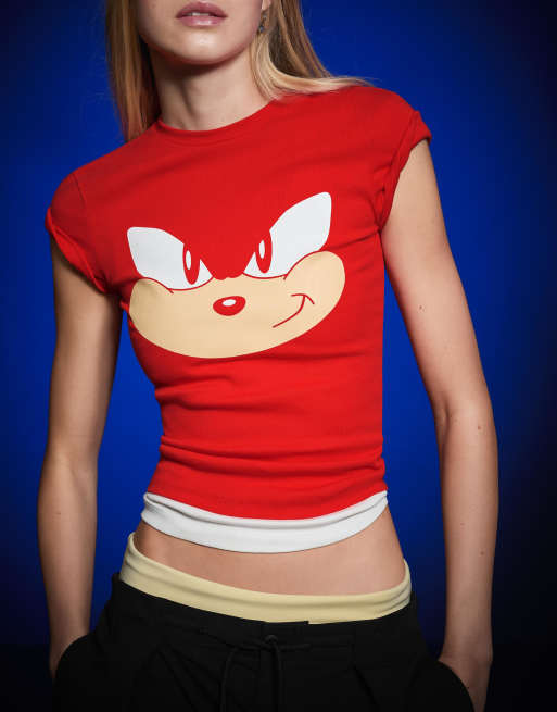 Bershka - Sonic - T-shirt a maniche corte rossa, 2 di 4