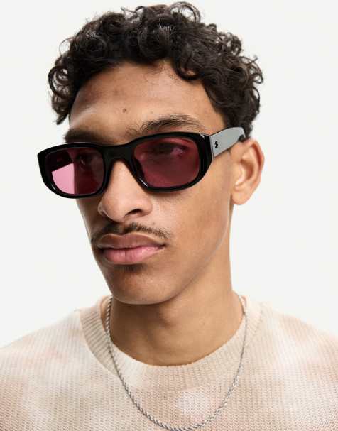 Bershka – Sonnenbrille aus Kunstharz in Burgunderrot - view 1