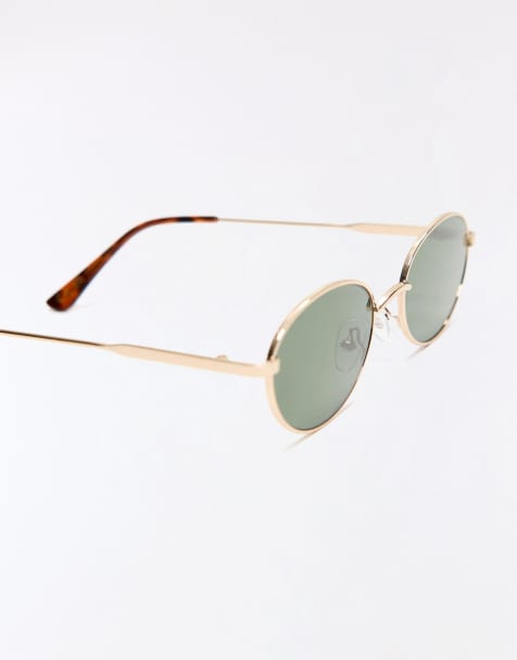 Bershka – Sonnenbrille aus Metall in Gold - view 1