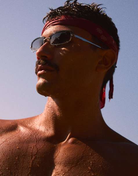 Bershka – Sonnenbrille aus Metall in Grau - view 1