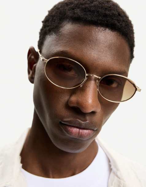 Bershka – Sonnenbrille in Metallic-Beige - view 1