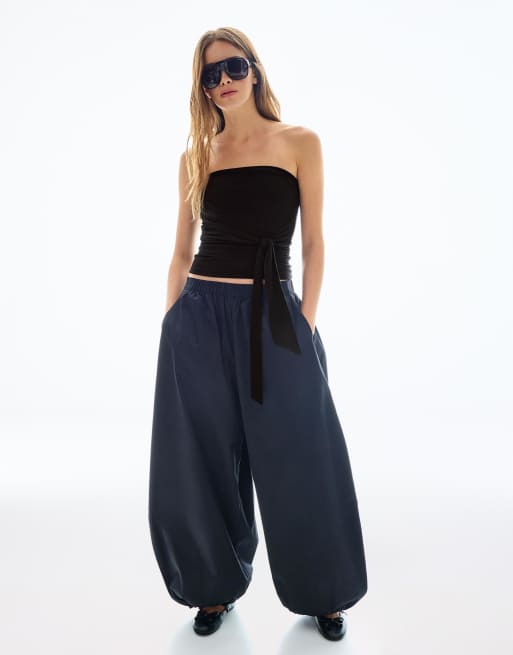 Bershka - Sort bandeau-top med bindebåndsdetalje, 2 af 4
