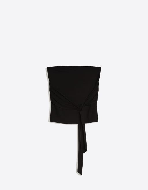 Bershka - Sort bandeau-top med bindebåndsdetalje, 4 af 4