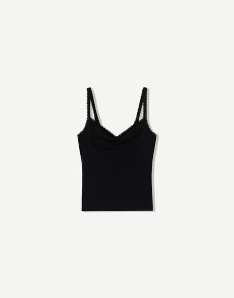 Bershka - Sort blondetop med stropper - view 1