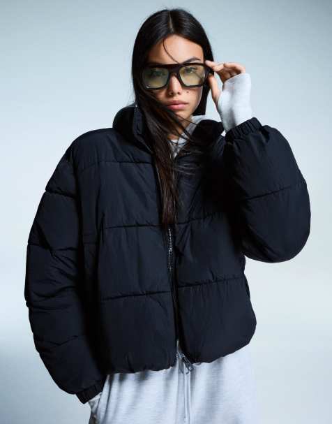 Bershka - Sort dynejakke - view 1