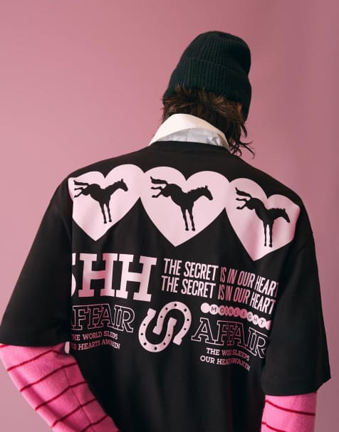 Bershka - Sort kortærmet T-shirt med print - view 1