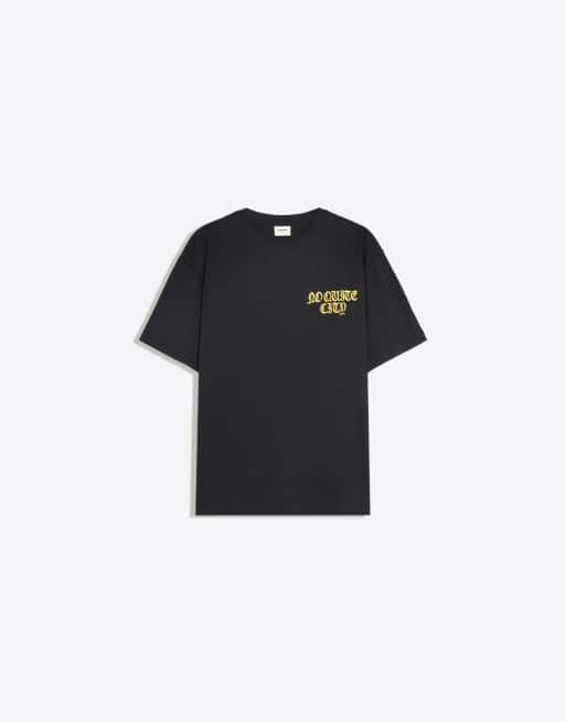Bershka - Sort kortærmet T-shirt med print, 5 af 6