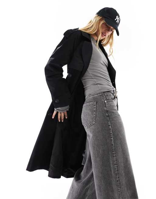 Bershka - Sort longline-trenchcoat, 2 af 4