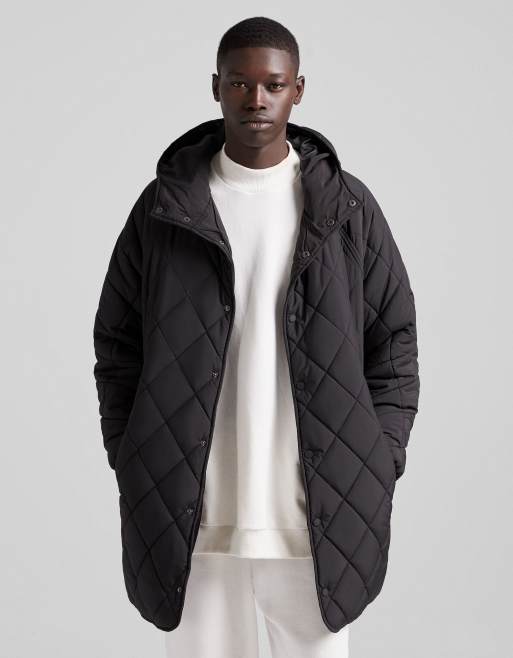 Bershka - Sort mellemlang quiltet jakke 