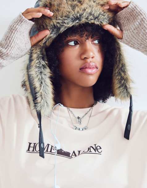 Bershka - Sort pilothat i imiteret pels - view 1