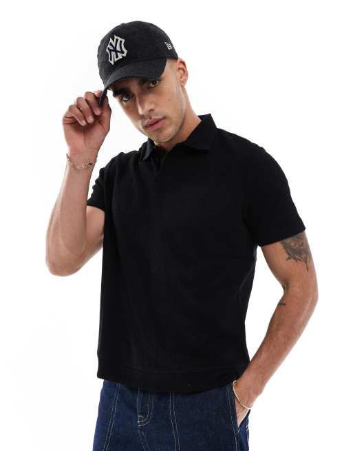 Bershka - Sort poloskjorte i jersey