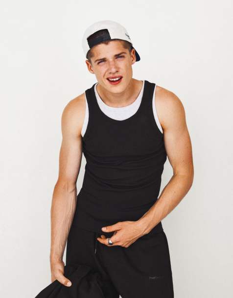 Bershka - Sort ribstrikket top i dobbeltlag - view 1