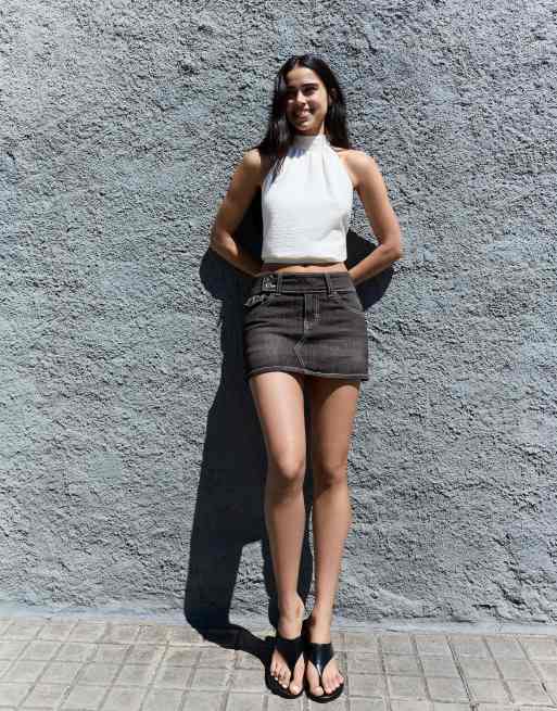Bershka - Sort skort i denim, 2 af 4