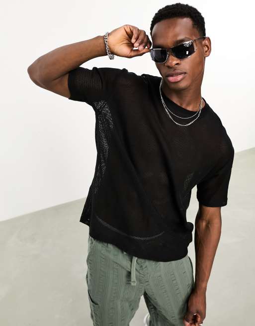 Bershka - Sort T-shirt med blonder 