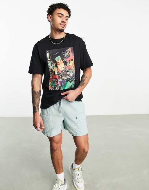 Bershka - Sort T-shirt med firkantet grafik 