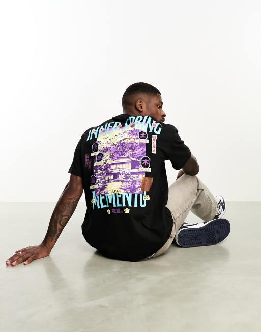 Bershka - Sort T-shirt med japansk print 
