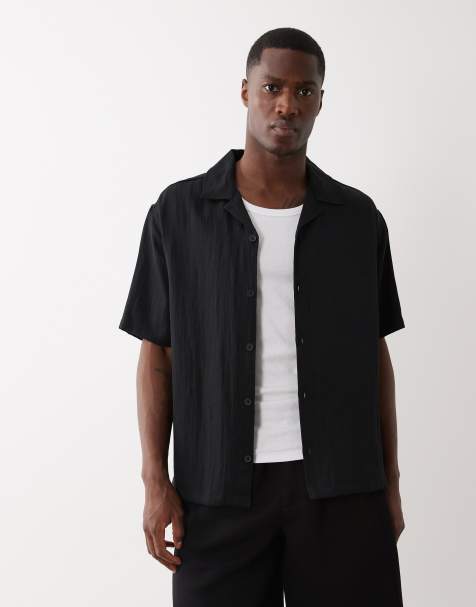 Bershka - Sort T-shirt med korte ærmer i rustik stil - view 1