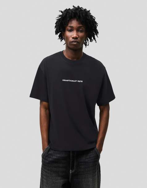 Bershka - Sort T-shirt med korte ærmer og 'Fuggler'-print - view 1