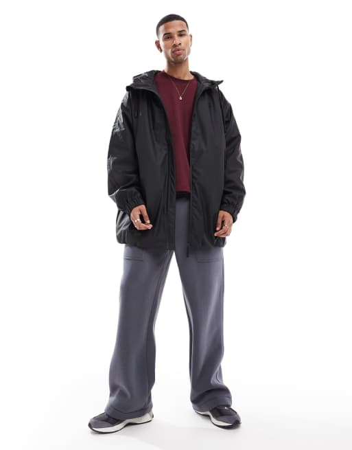 Bershka - Sort tech-regnjakke i nylon