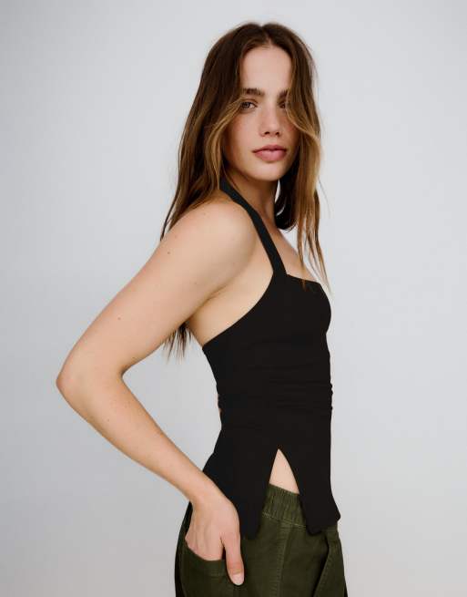 Bershka - Sort top med halterneck, 2 af 4