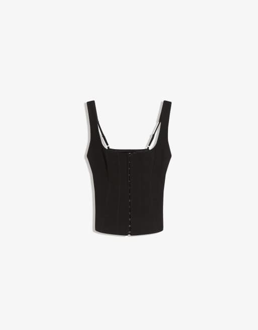 Bershka - Sort top med stropper i bengalin, 5 af 6