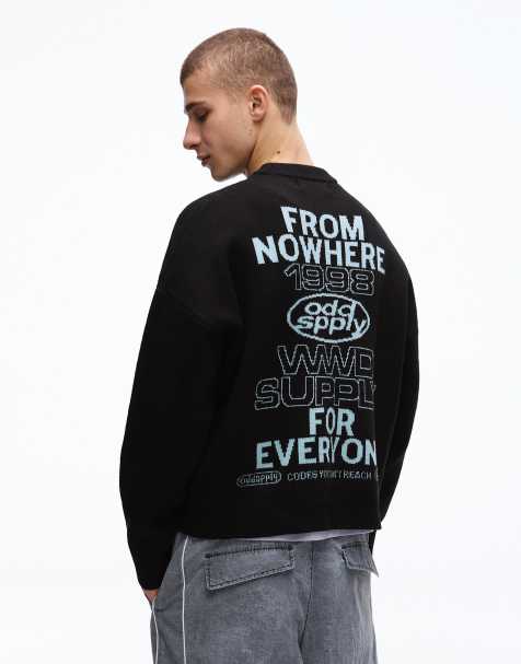 Bershka - Sort trøje med jacquardstrikket motiv - view 1