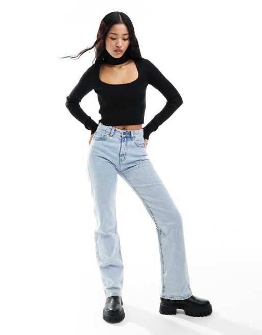Bershka - Sort trøje med rullekrave og choker-design, 2 af 4