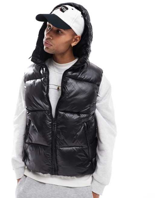 Bershka - Sort vest i imiteret læder 