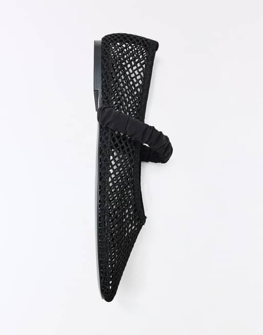 Bershka - Sorte ballerinaer i mesh, 6 af 7