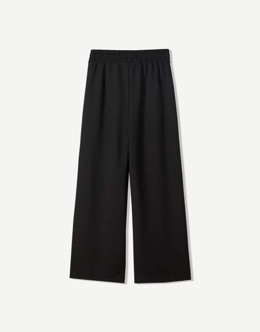 Bershka - Sorte bløde bukser med vide ben , 4 af 4