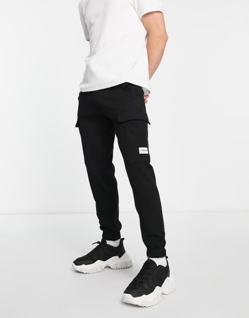 Bershka - Sorte cargo-joggingbukser
