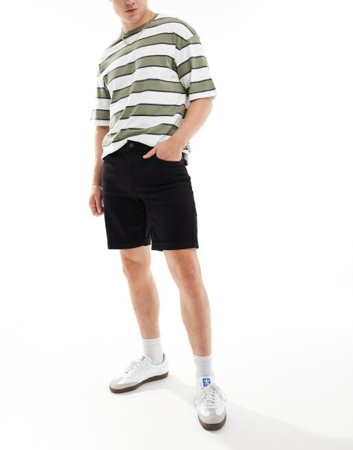 Bershka - Sorte denimshorts med opsmøg