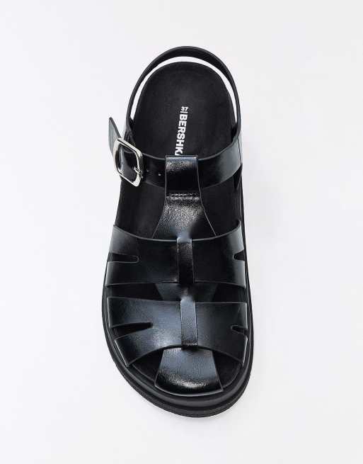 Bershka - Sorte flade sandaler med gitterdesign, 2 af 4