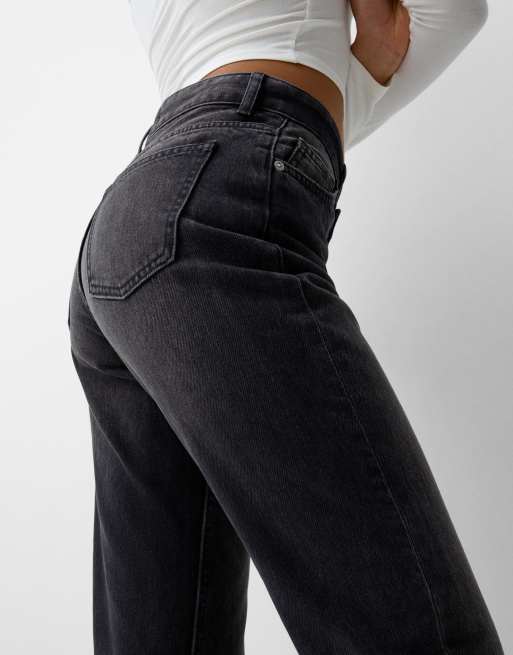 Bershka - Sorte/hvide jeans i lige pasform, 4 af 5