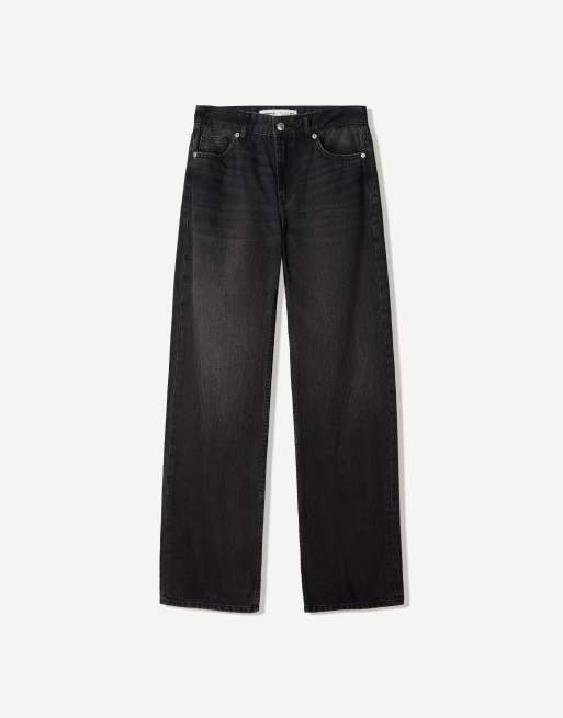 Bershka - Sorte/hvide jeans i lige pasform, 5 af 5