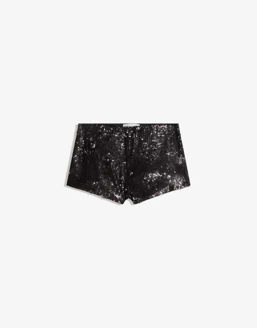 Bershka - Sorte minishorts med pailletter, 4 af 4