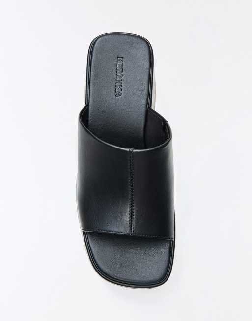 Bershka - Sorte mule-sandaler med flatform-sål, 3 af 4