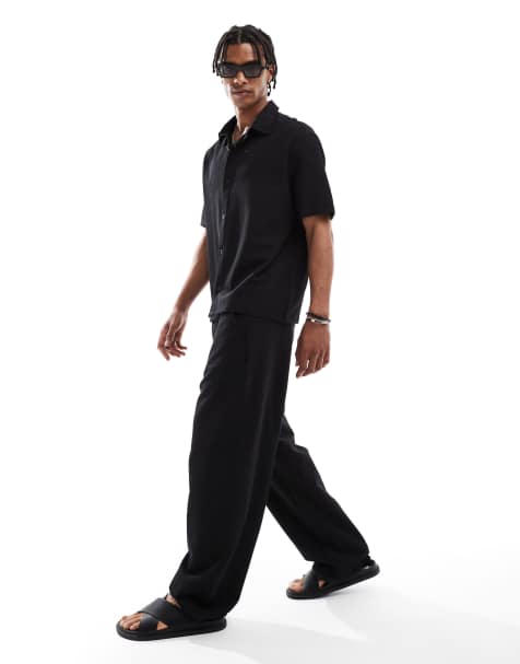 Bershka - Sorte posede joggingbukser med plisseringer - Del af sæt - view 1